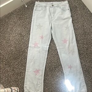 Women's Light Blue Star Embellished Jeans